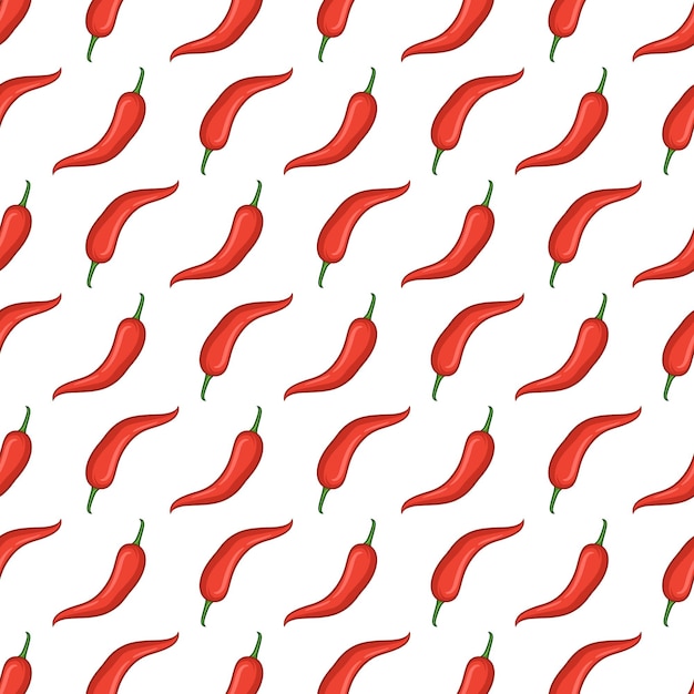 Red chili hand drawn vector seamless pattern, Red chili seamless pattern design