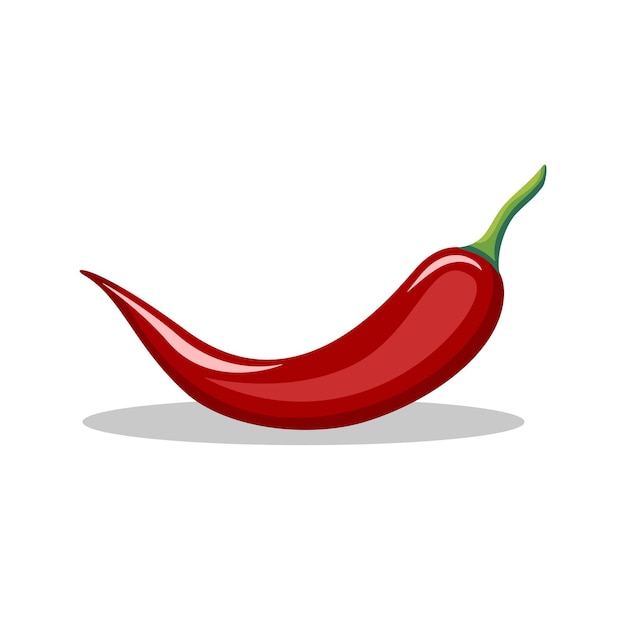 Red chili hot pepper in flat style