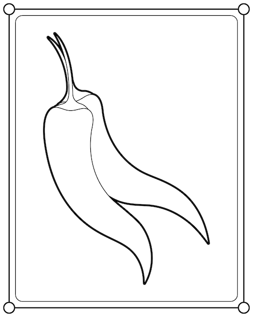 Red chili pepper suitable for children's coloring page vector illustration