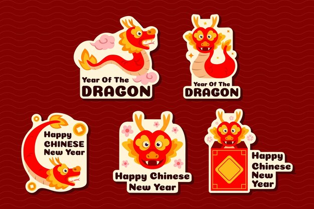 Vector red chinese dragon sticker