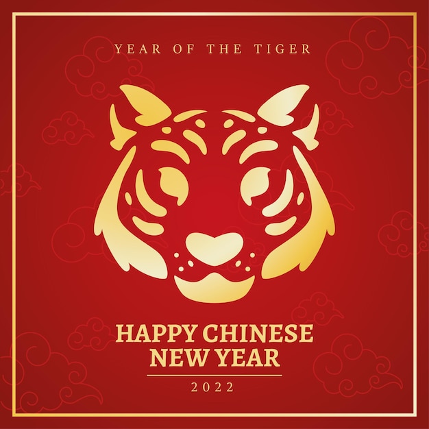 Red chinese new year template abstract tiger face Vector illustration