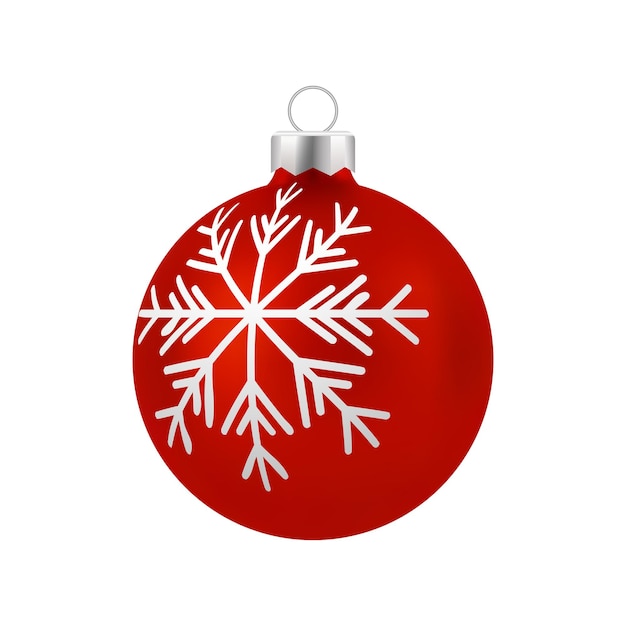 Red Christmas Ball with white ornament Vector