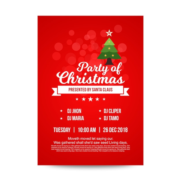 Red Christmas Party Poster Design Template 