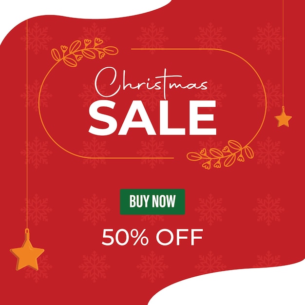 Red Christmas Sale Poster with discount