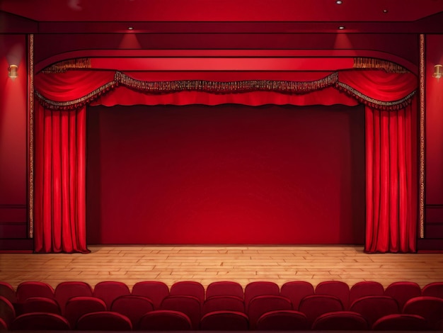 Vector red cinema hall and curtains curtain