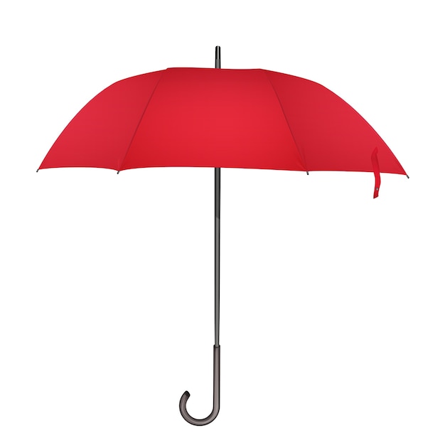 Red classic rain Umbrella. Photo Realistic elegant umbrella icon  illustration