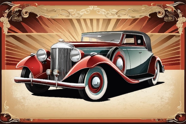 Red Classic vintage car Vintage Classic Car Illustration Classic Car illustration Vintage Car