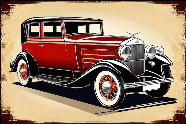 Red Classic vintage car Vintage Classic Car Illustration Classic Car illustration Vintage Car