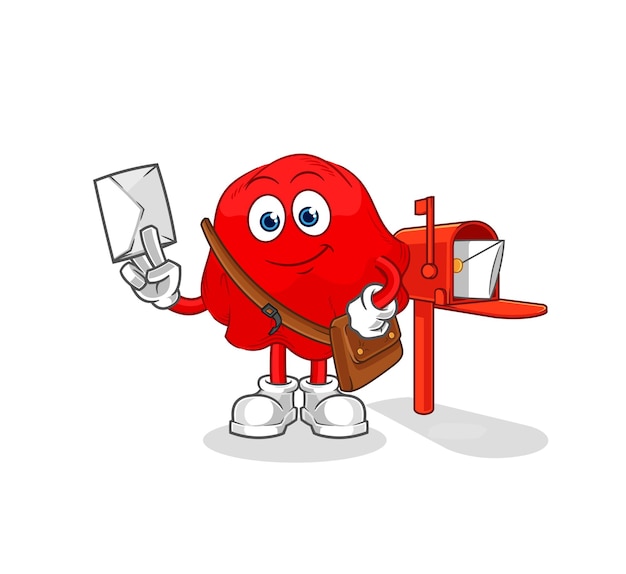 Red cloth postman vector cartoon character