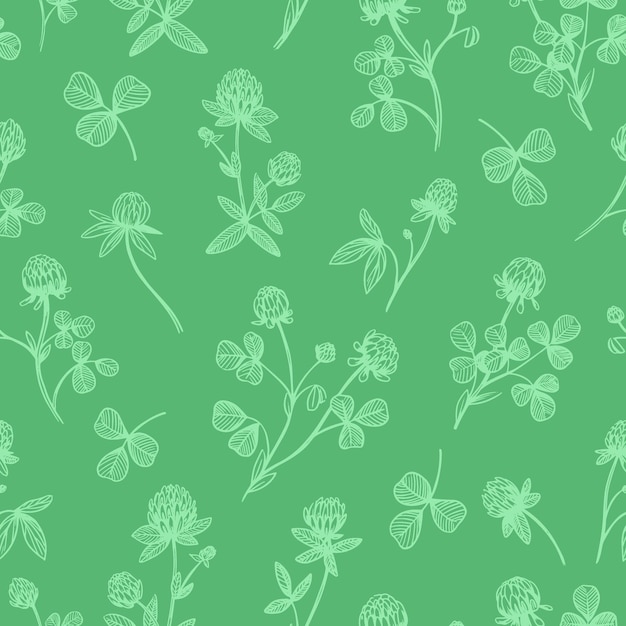 Vector red clover seamless vector pattern desing for fabric and package floral elements