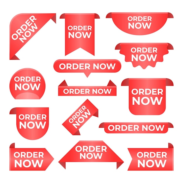 Red collection of order now label