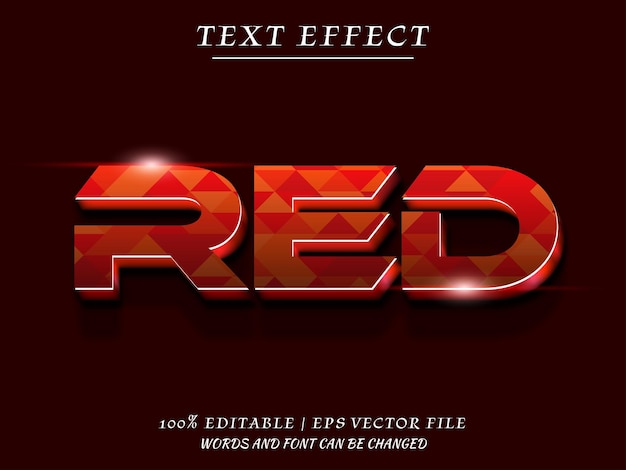 Red Color 3d editable text effect modern text