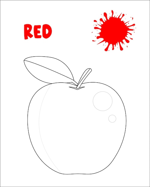 Red color, apple coloring page