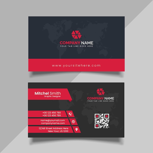 Red Color Business Card, Modern business card design