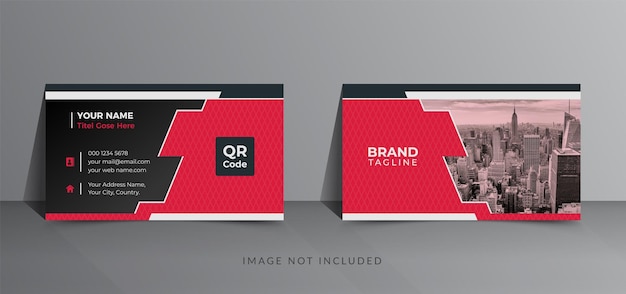 Red color double sided business card template design