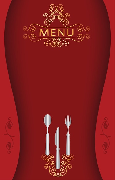 Red Color Restaurants or Cafe Menu Design with Vector Floral Design