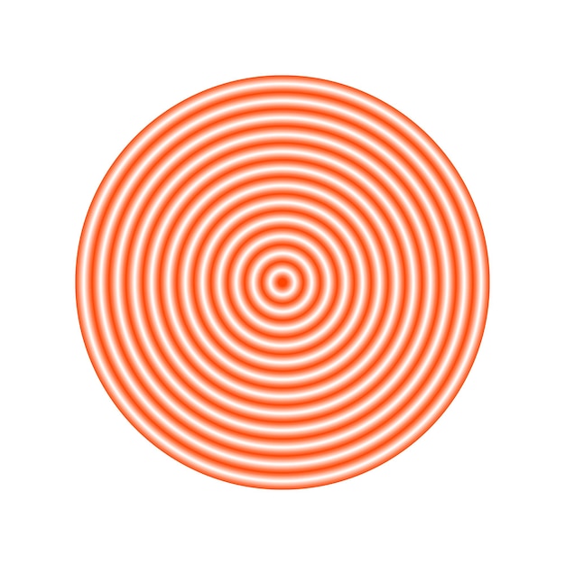 Vector red concentric ripple circles. sonar or sound wave rings. epicentre, target, radar concept.