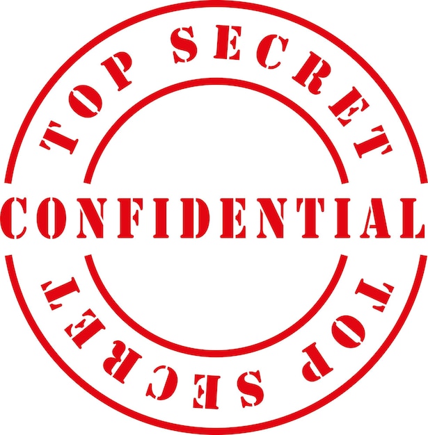 Red Confidential Vector Sticker With Text Top Secret And Confidential isolated on transparent backgr