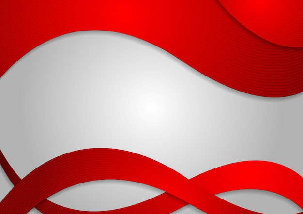 Red corporate waves on grey background. Vector design