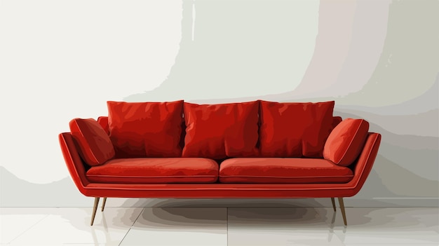 Vector a red couch with two red pillows on it