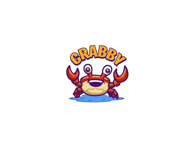 Red crab cute mascot logo