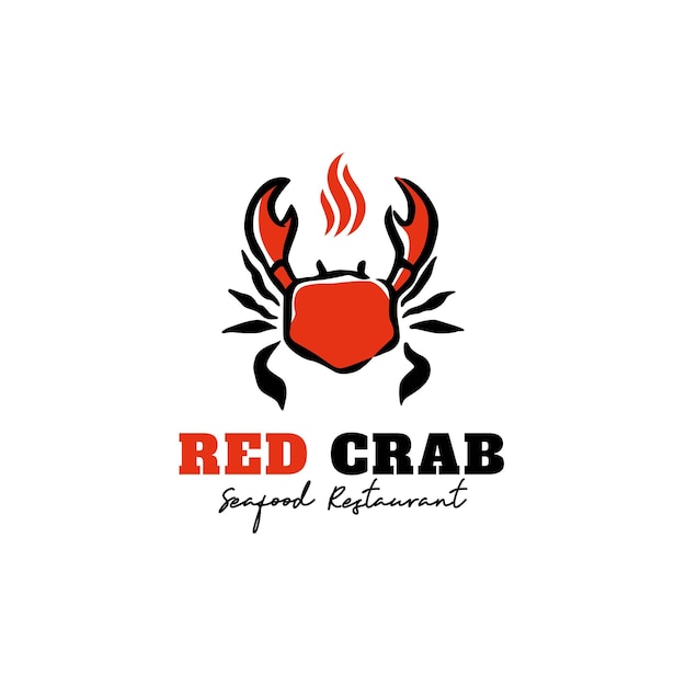 Red crab seafood restaurant icon logo design