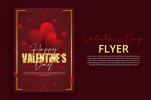 Red creative valentines day flyer design