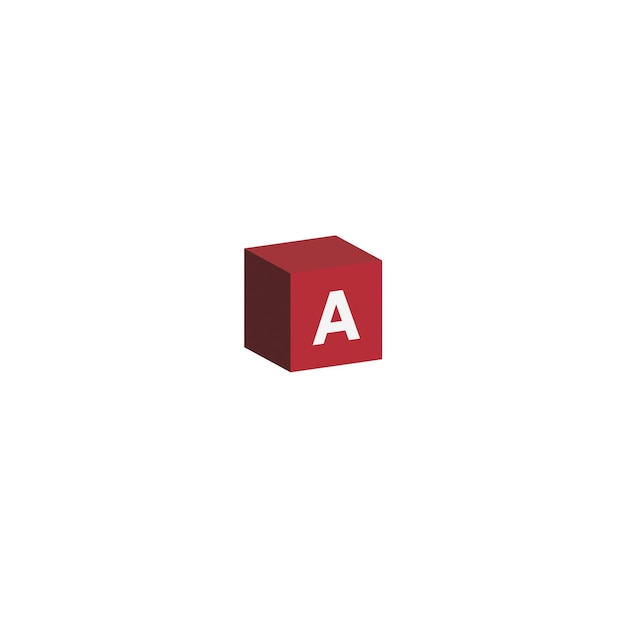 a red cube with a letter a on it