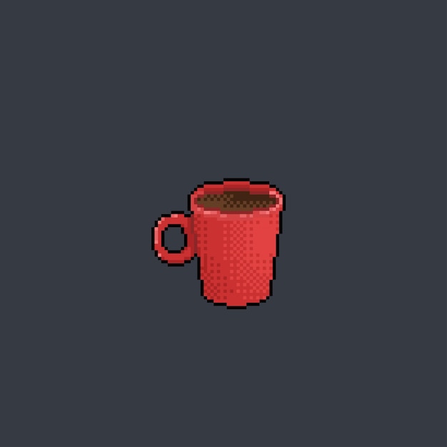 red cup coffee in pixel art style