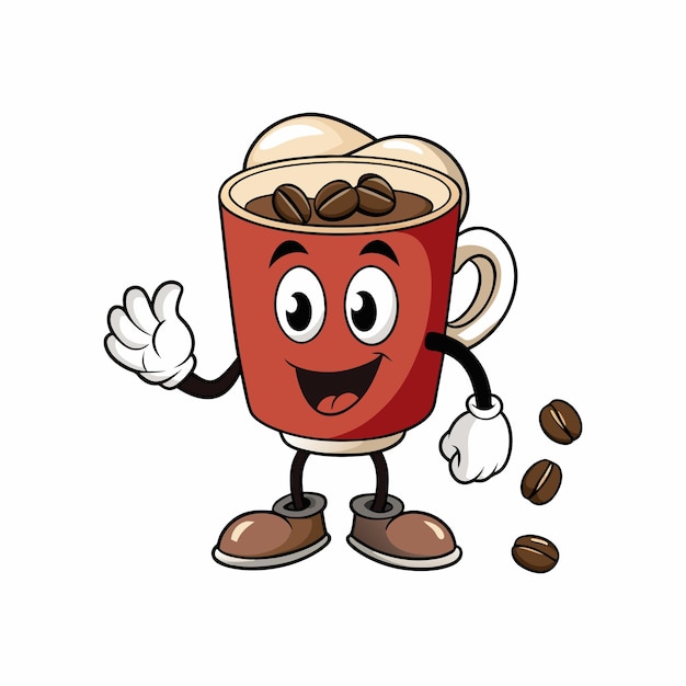 Vector a red cup of coffee with a smiley face on it