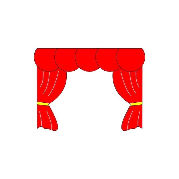 Red curtains on a white background