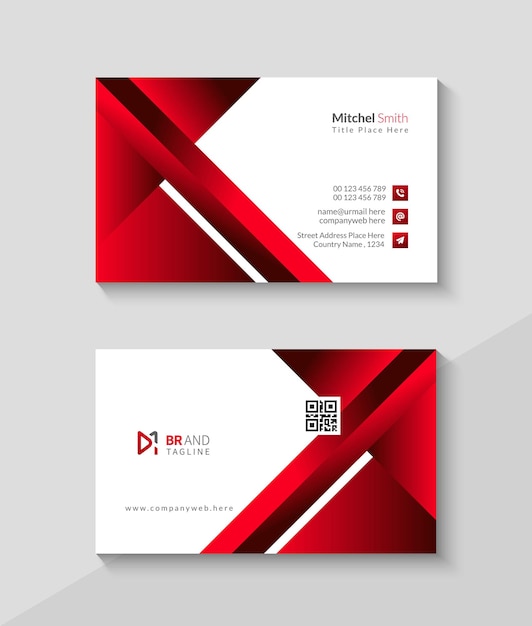 Red and dark business card template