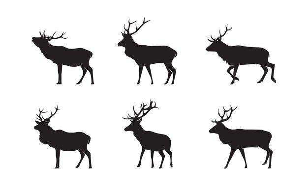 red deer silhouettes vector illustration eps 10