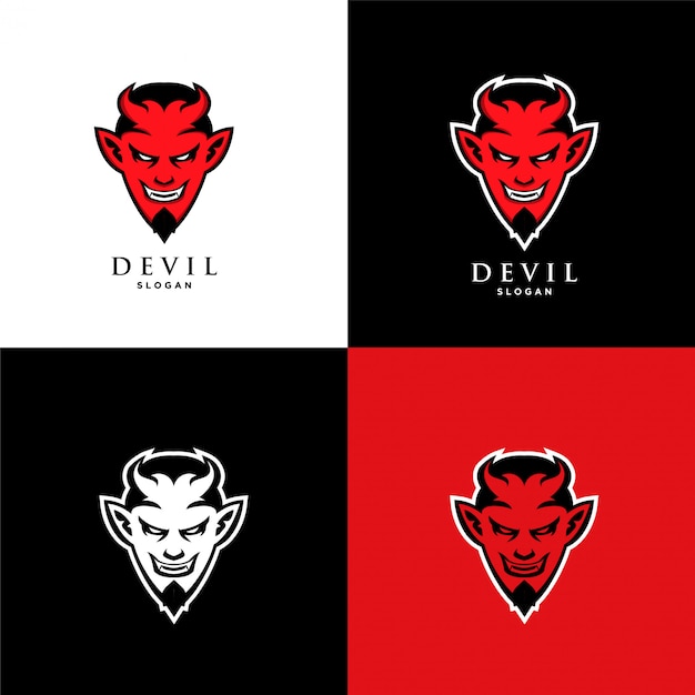 Vector red devil face logo icon template