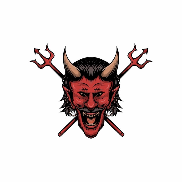 Vector red devil head vector illustration