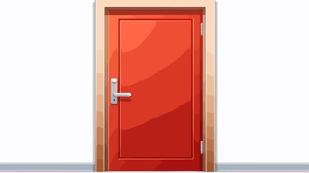 a red door with a silver handle on it