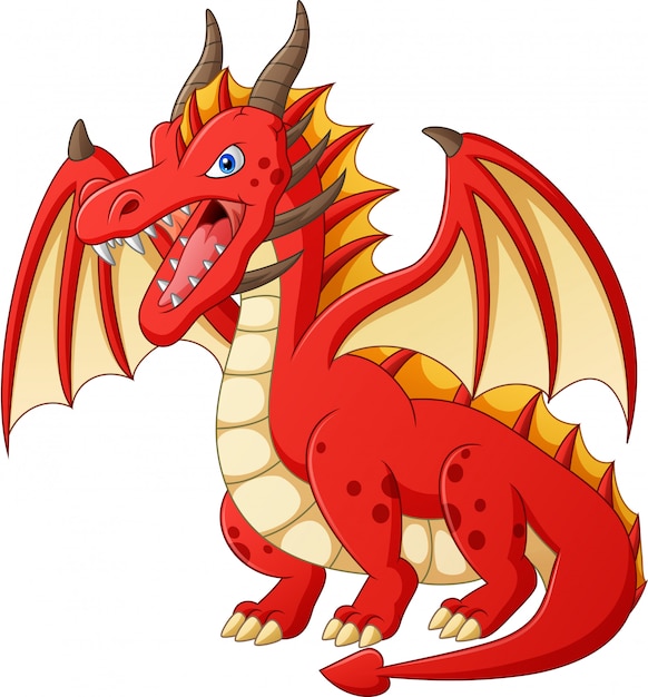 Red dragon cartoon.  illustration