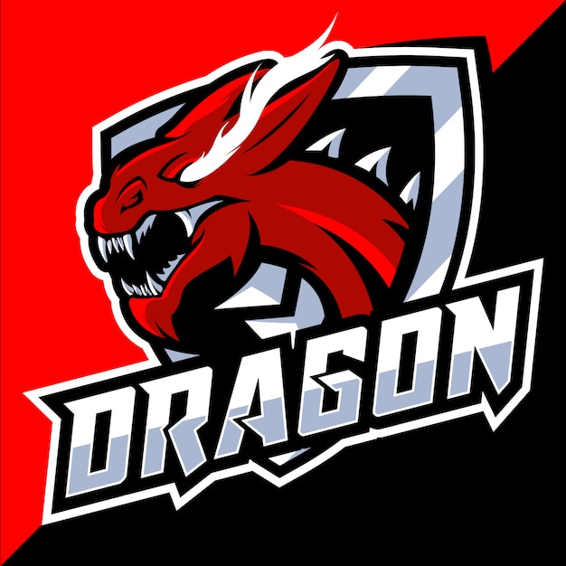 Red dragon head esport logo