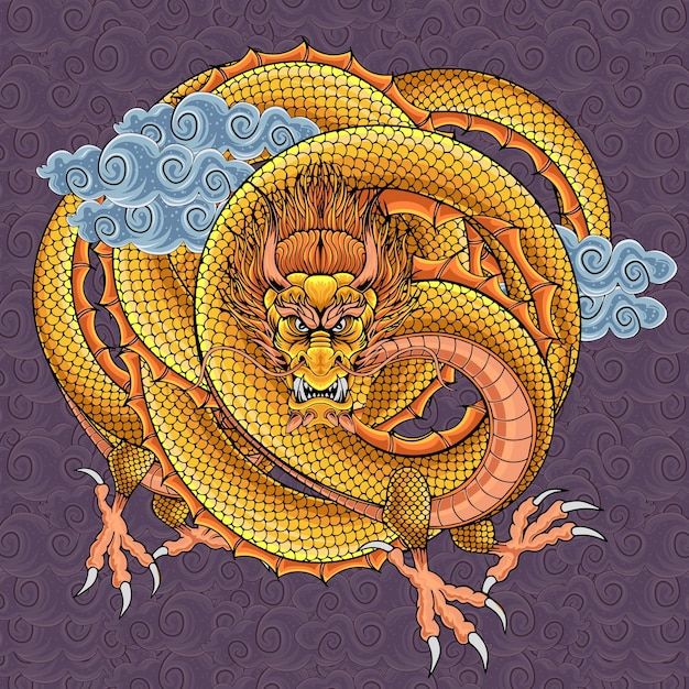 Red dragon illustration in Asian style