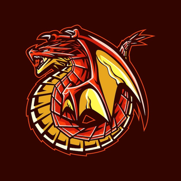 Red Dragon Mascot logo Illustration