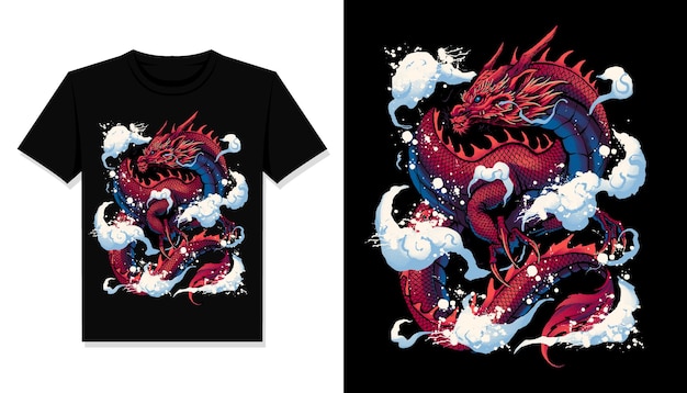 red dragon t shirt design vector