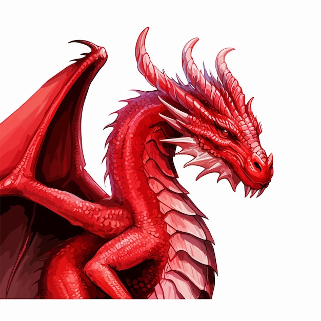 Vector a red dragon with a white background and a white background