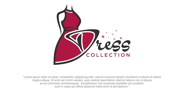 Red Dress boutique or fashion dress logo design vector