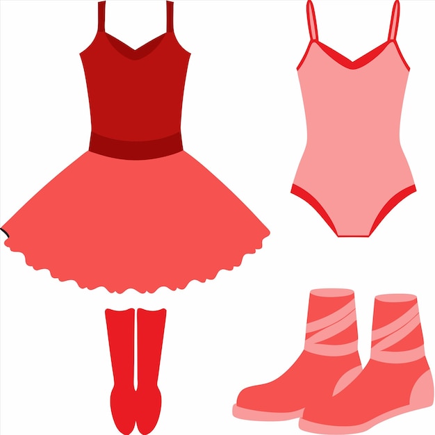 Vector a red dress with a red dress and boots