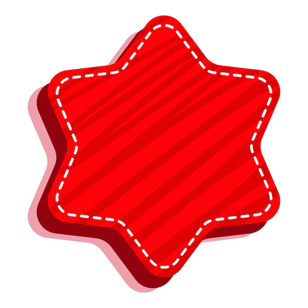 Red Empty Star Label Or Frame Element On White Background