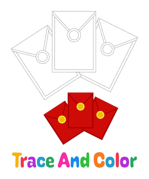 Red Envelope tracing worksheet for kids