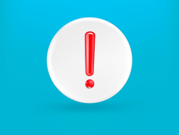 Red exclamation mark symbol and attention or caution sign icon on alert danger problem