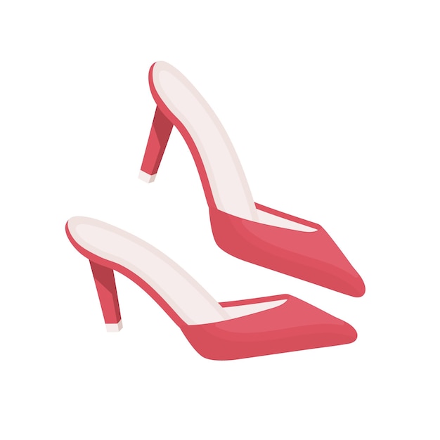 Red fashionable women's high-heeled shoes. Vector illustration of shoes on an isolated white backgro