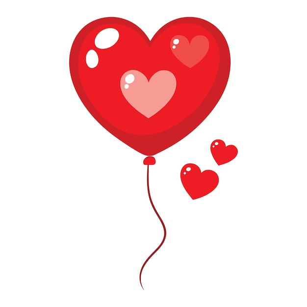 Red Festive Balloons In Shape Of Heart Isolated On A Background Vector Illustration