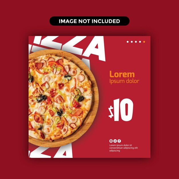 Vector red fill pizza theme flyer template design